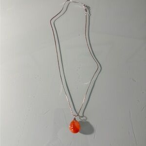 Orange Stone Pendant Necklace with Silver UnoAErre Chain